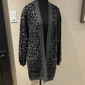 Abercrombie & Fitch Leopard Print Cardigan - Black and Gray